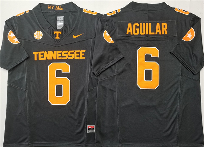 Men's Tennessee Volunteers #6 Joey Aguilar Black F.U.S.E. Stitched Jersey